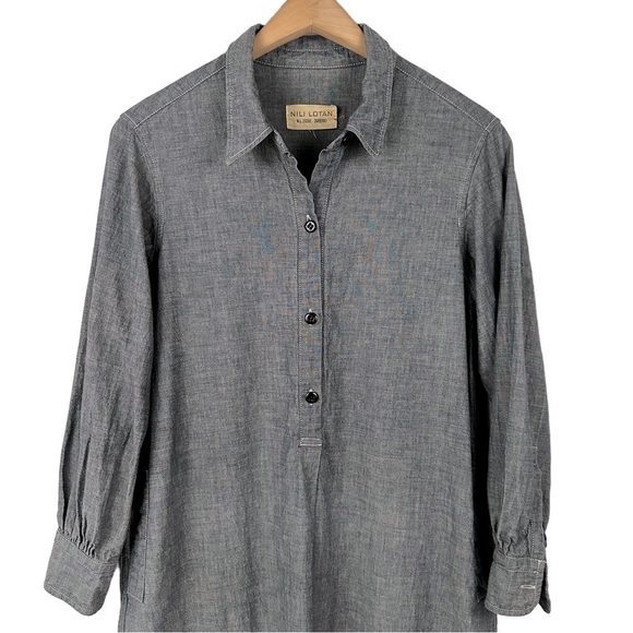 NILI LOTAN Minimalist Long Sleeve Button Down Shirt Dress - Picture 3 of 9